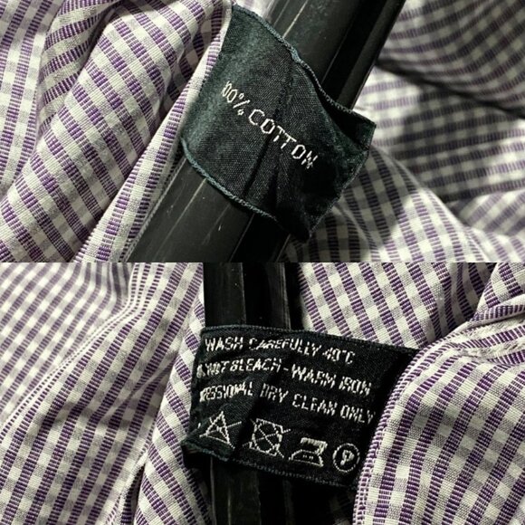 TOM FORD Lavender White Cotton Micro Gingham Button Up Shirt - Picture 8 of 9